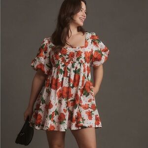 Maeve Square-Neck Smocked Babydoll Dress